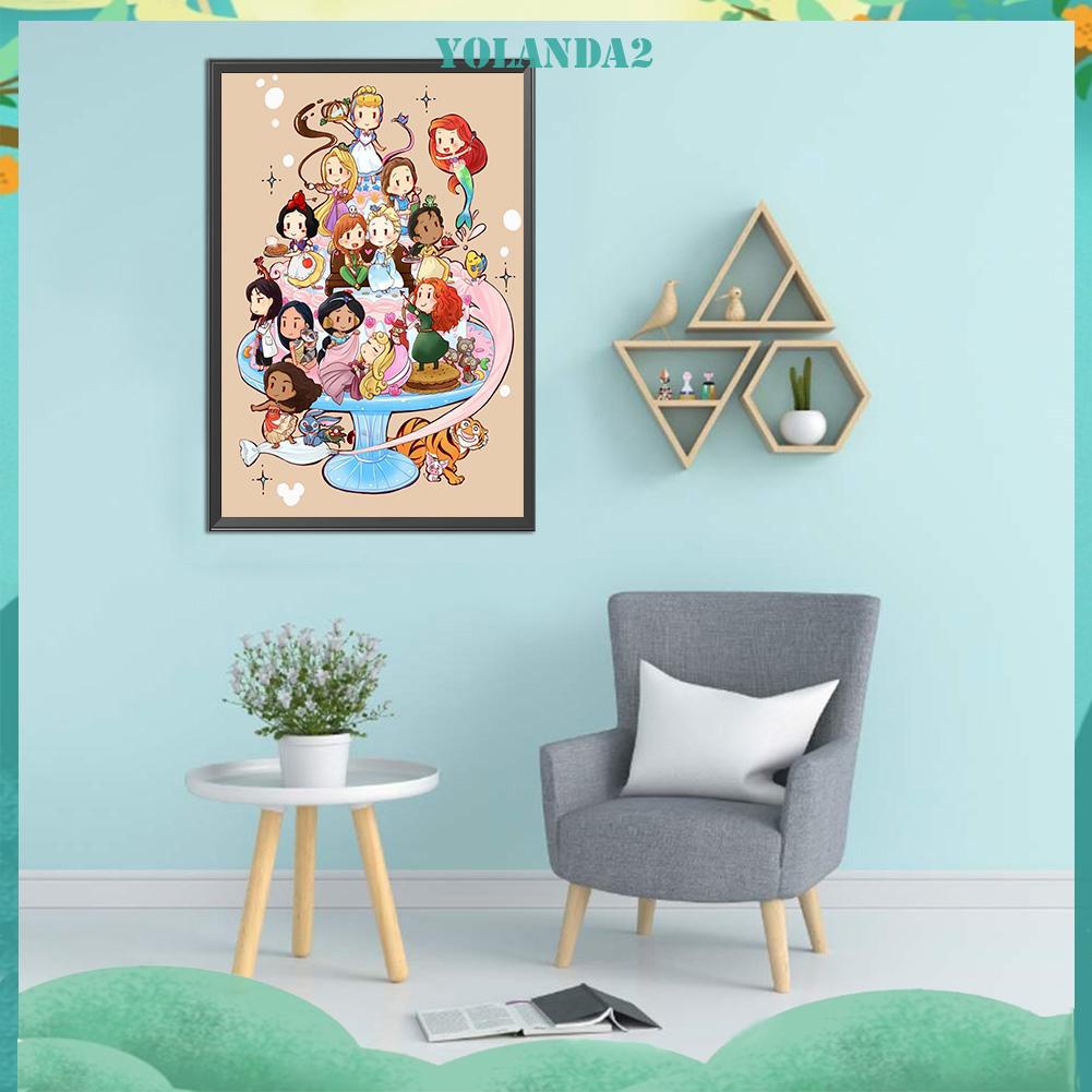 (canvas no printing)  Tranh thêu chữ thập đính đá hình công chúa hoạt hình 11CT