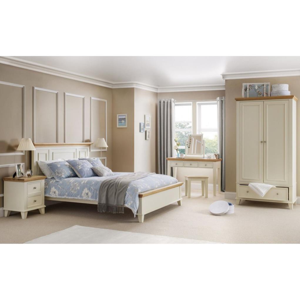 Giường ngủ gỗ sồi Mỹ sơn trắng Vanila