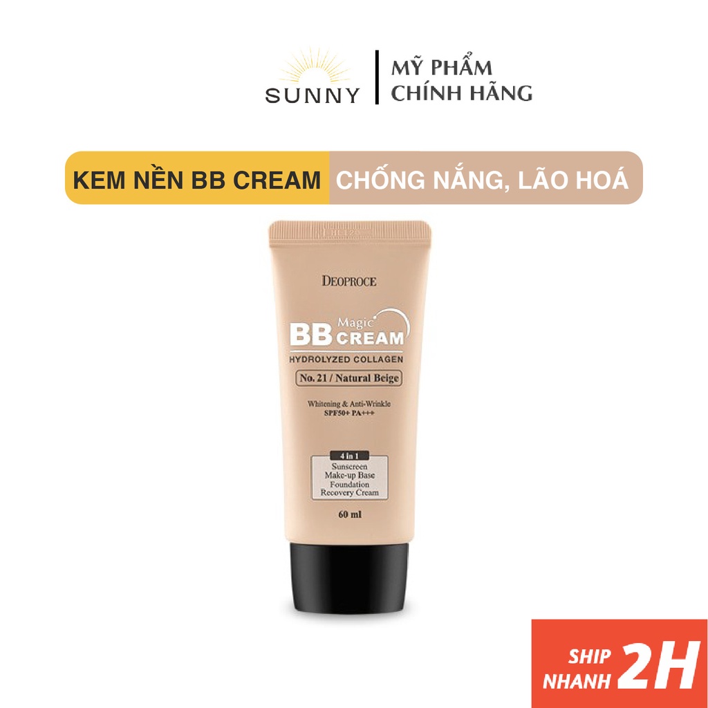 [FREE SHIP] Kem nền BB Cream Magic Deoproce Hàn Quốc Màu 21 tạo màng tự nhiên, chống lão hóa, chống nắng SPF50P