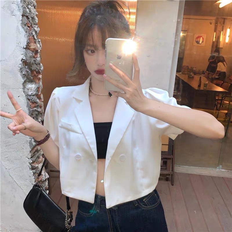 (SẴN)Áo vest lửng ngắn tay thời trang