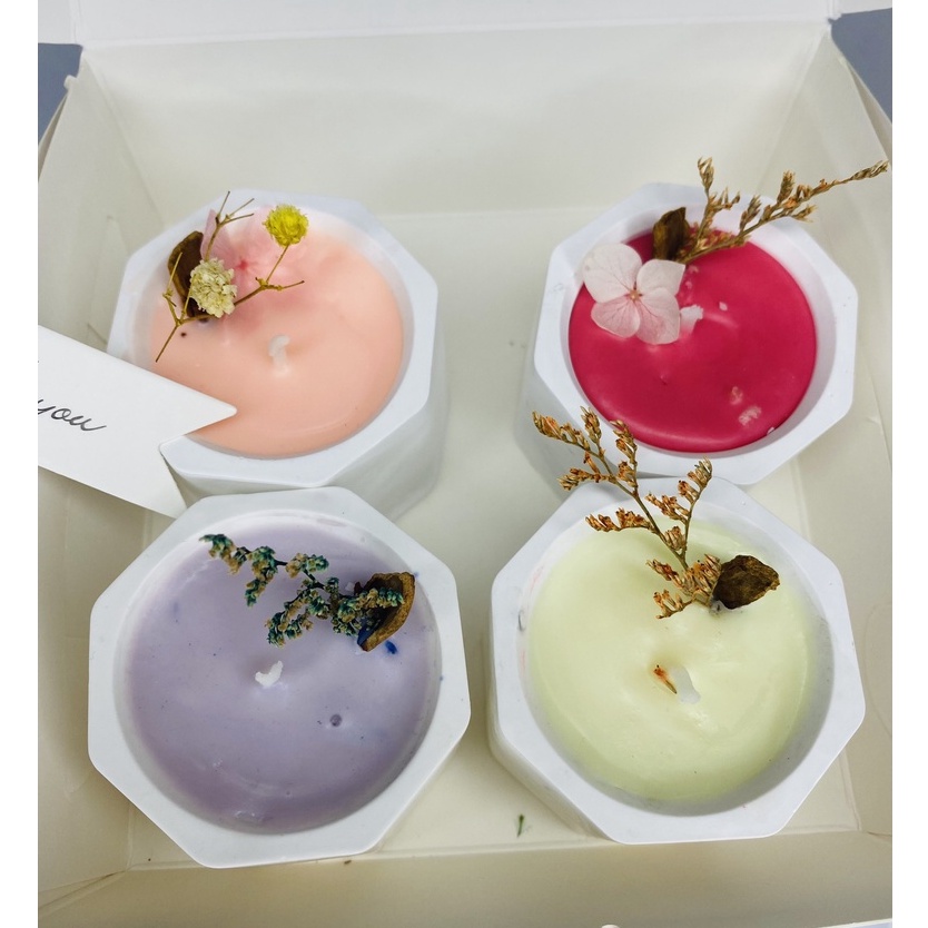 Set Hộp Quà Nến Thơm MESMERIC Sáp Đậu Nành Mix 4 Hương Quà Tặng Sự Kiện