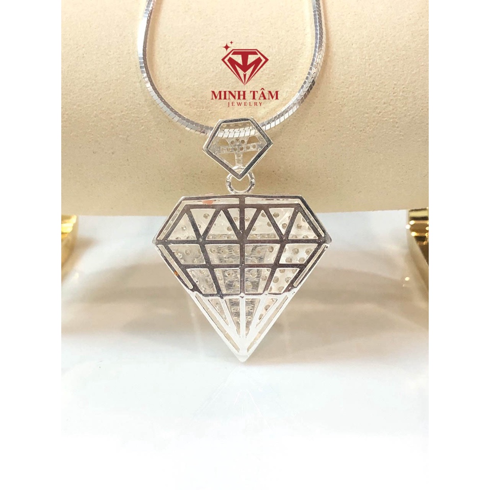 Mặt dây chuyền nam hình viên kim cương bạc ta,Bộ dây chuyền bạc nam hình kim cương-Minh Tâm Jewelry
