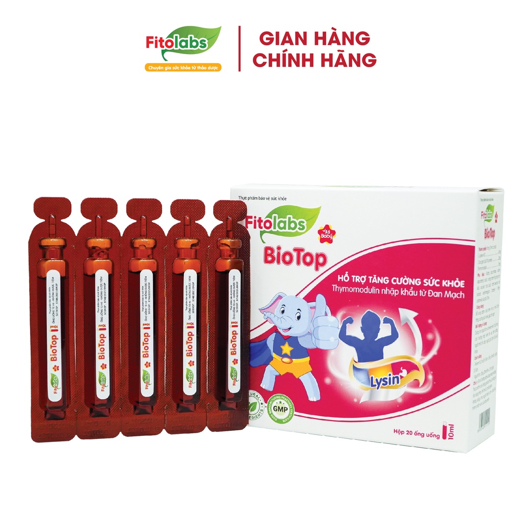 Siro Tăng Đề Kháng Cho Bé Fitolabs Biotop Giúp Ăn Ngon, Hấp Thu Tốt, Bé Phát Triển Toàn Diện Hộp 20 Ống FITO2