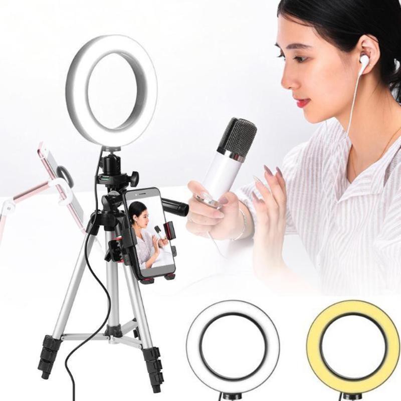 Đèn LED trợ sáng chụp ảnh selfie 5.7 inch kèm giá đỡ ba chân