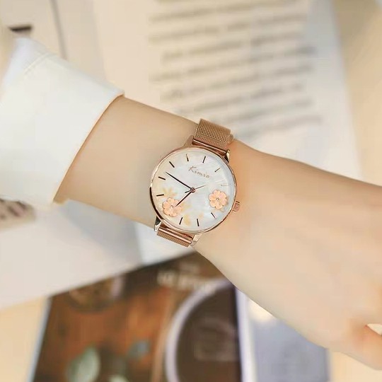Đồng hồ nữ đẹp đeo tay Kimio thời trang cao cấp dây kim loại số vạch chống nước chính hãng giá rẻ