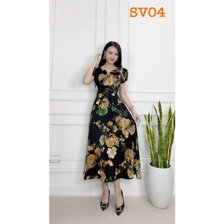 Đầm Trung Niên Sang Trọng Cao Cấp Đẹp Huy Hoàng Anh,Váy Nữ Cho Mẹ Lụa Dự Tiệc Công Sở Trên 30,40 Tuổi Qua Gối Xòe SV | BigBuy360 - bigbuy360.vn