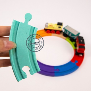 Bộ ray gỗ mini sắc màu có thể mua thêm xe lửa