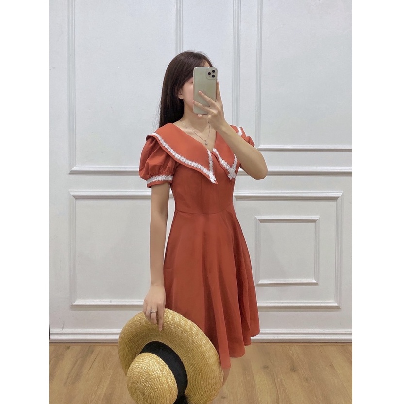 Đầm nữ dáng xòe, cổ cách điệu, nhẹ nhàng,  tiểu thư, thiết kế cao cấp TK Fashion - DK989