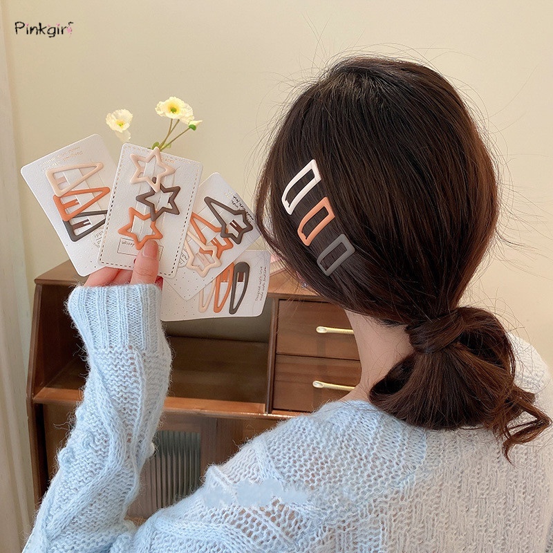Set 3 Kẹp Tóc Hình Ngôi Sao Năm Cánh Bằng Kim Loại Màu Sắc Ngọt Ngào Cho Nữ