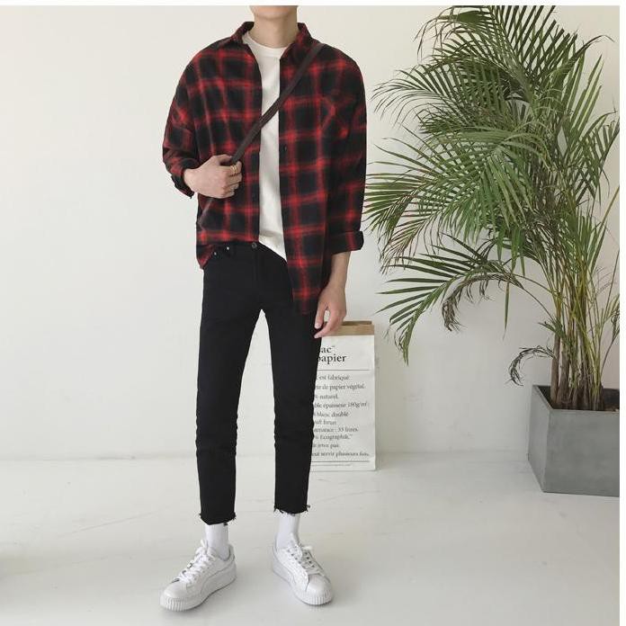 Áo Khoác Unisex Kiểu Dáng Sơ Mi Caro không nón - J011 | BigBuy360 - bigbuy360.vn