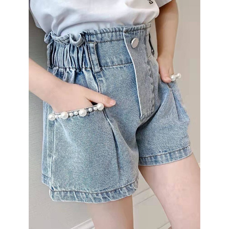 Quần Short Denim Mỏng Thời Trang Mùa Hè Mới 2022 Cho Bé Gái