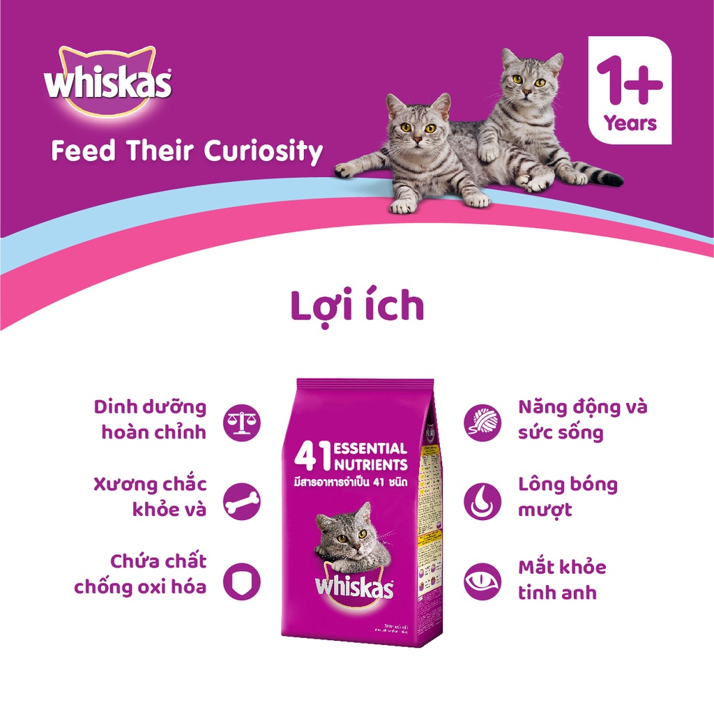 Thức ăn mèo lớn whiskas vị cá ngừ gói 1.2kg