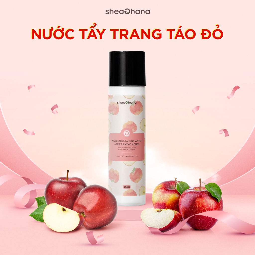 Nước tẩy trang táo đỏ SheaGhana Micellar cleansing water Apple Amino Acids 150g