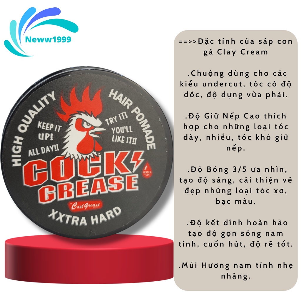 Sáp vuốt tóc Con Gà COCK CREASE tạo kiểu tóc giữ nếp tốt