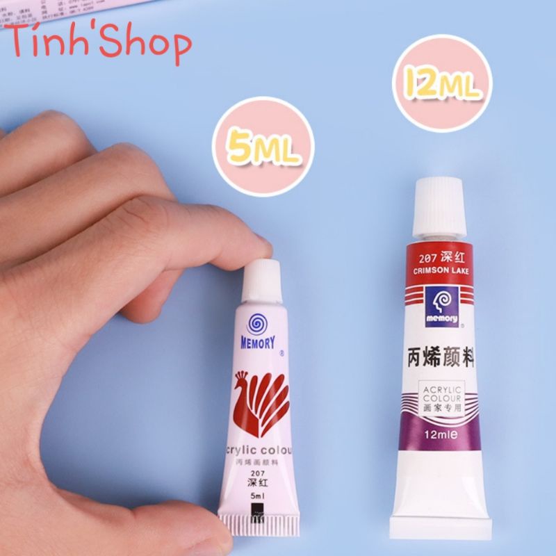 (CHÍNH HÃNG) Bộ 24 màu acrylic Memory tuyp 12ml/5ml màu vẽ vải, vẽ custum giày (không phai)