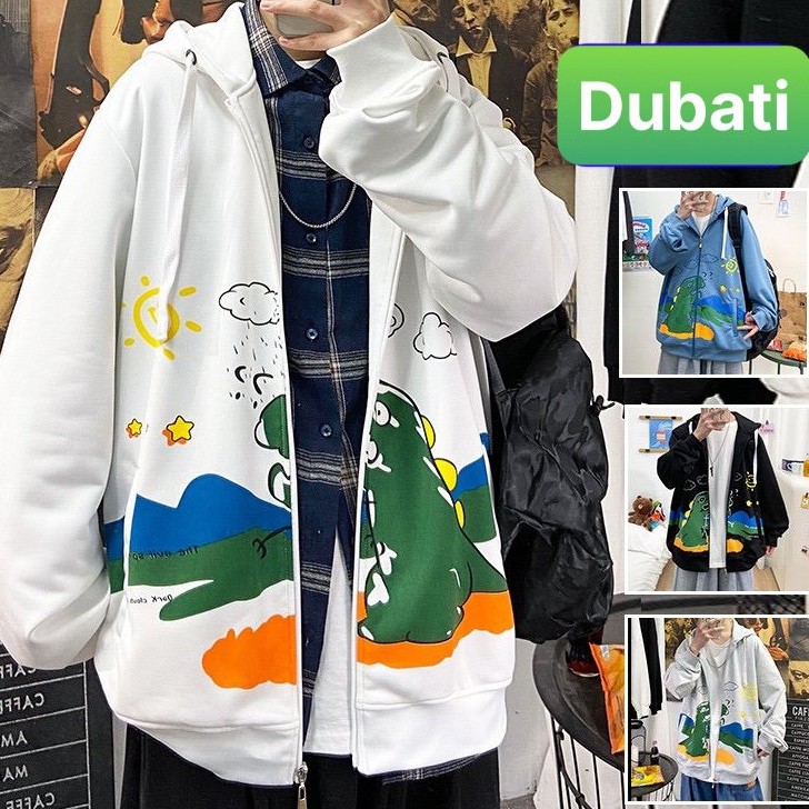 ÁO HOODIE, ÁO KHOÁC KHỦNG LONG DÂY KÉO CHẤT VẢI DÀY MỊN PHONG CÁCH UNISEX- DUBATI FASHION
