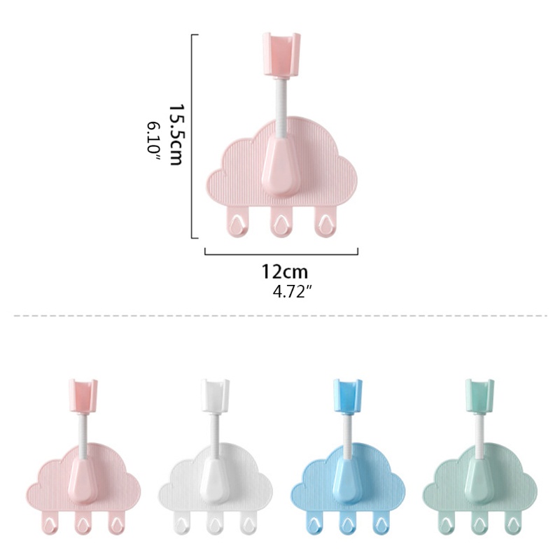 Giá Đỡ Vòi Hoa Sen Chịu Lực Tốt Với 3 Móc Tiện Dụng Cho Nhà Tắm