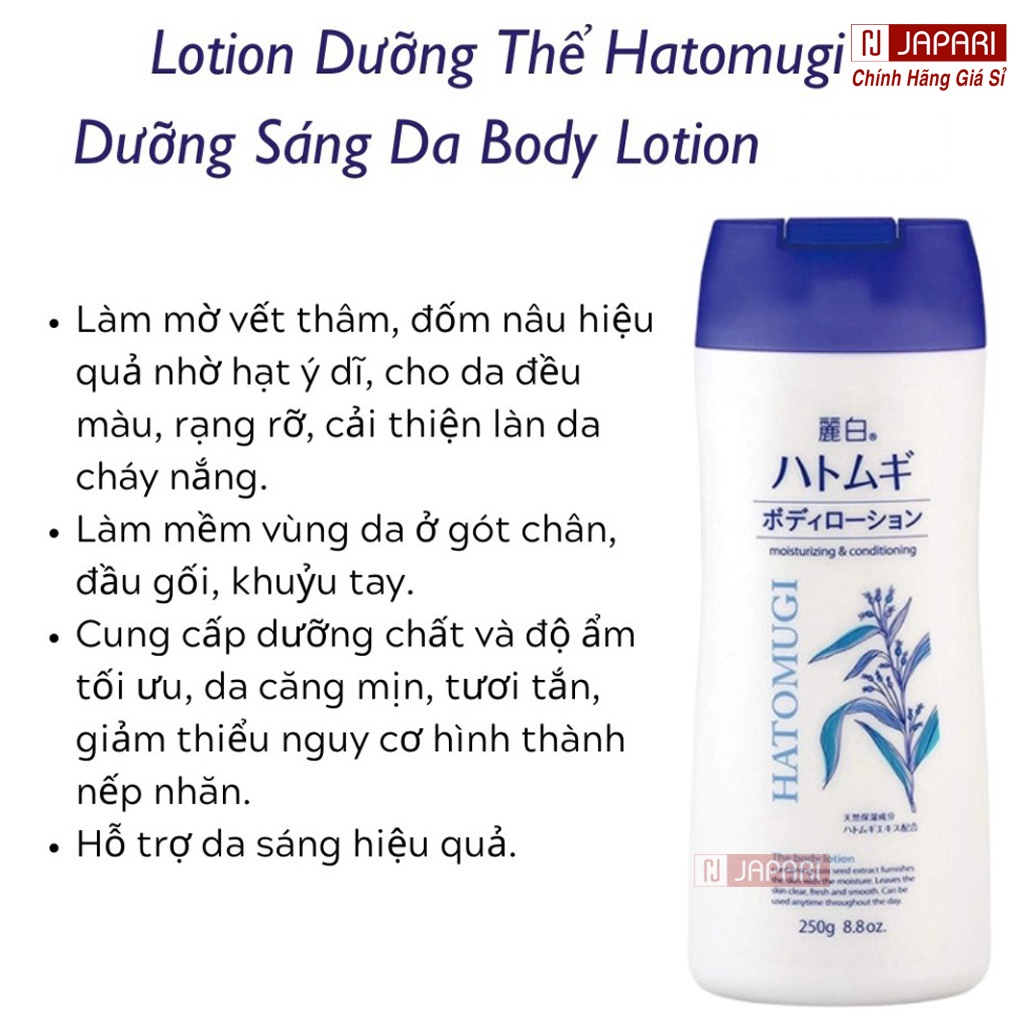 Sữa Dưỡng Thể Hatomugi Trắng Da và Kem Chống Nắng NHẬT BẢN - Sữa Dưỡng Thể Body Hatomugi Dưỡng Ẩm Ngày Đêm kcn GENB