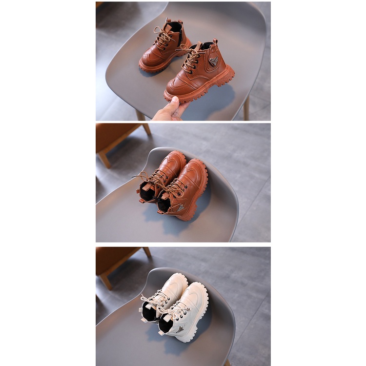 Giày boot Martin AMILA cổ thấp chất liệu da phong cách Anh Quốc thời trang cá tính cho bé