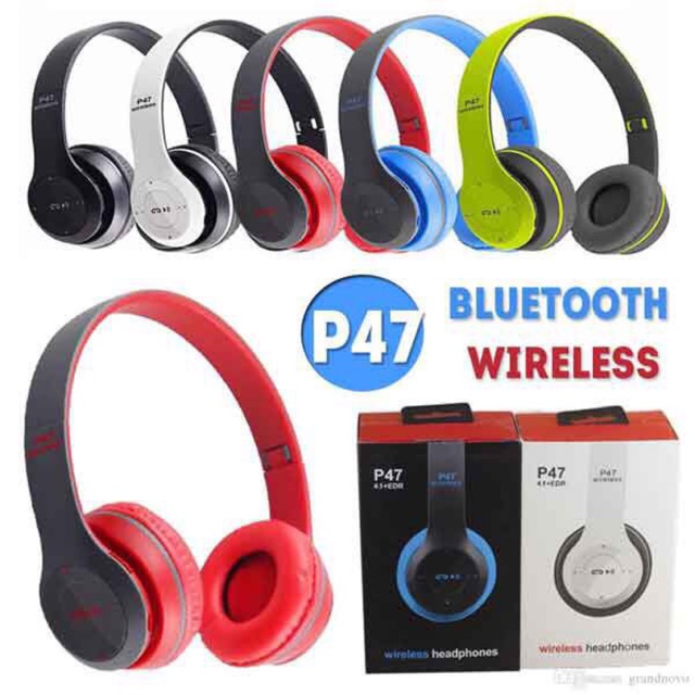 Tai nghe bluetooth chụp tai P47 có khe cắm thẻ nhớ, pin lâu, âm thanh cực đã