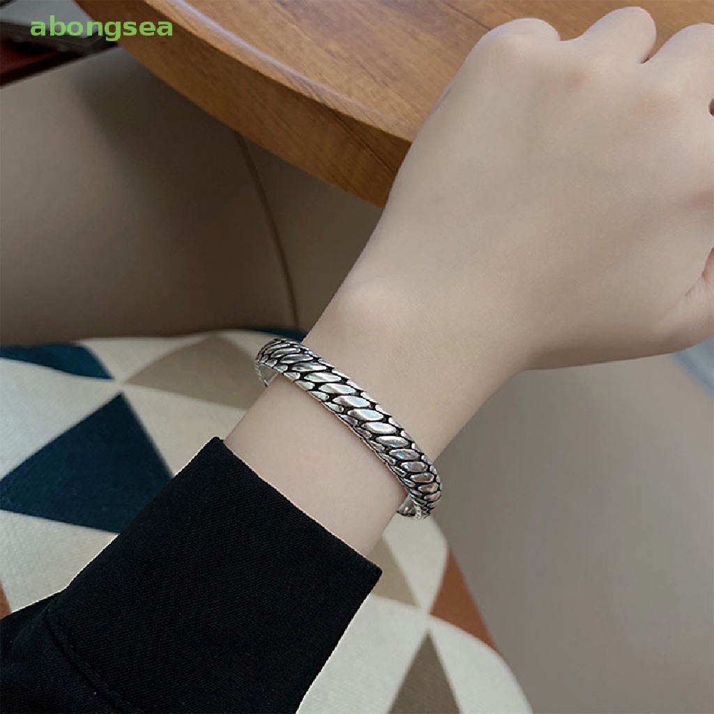 Abongsea Vòng Tay Hở Rộng Họa Tiết Hình Học Họa Tiết Bánh Xe Phong Cách Hip Hop Thời Trang Lãng Mạn