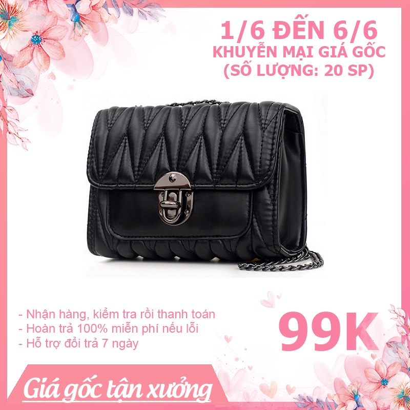 Túi Xách Nữ Đeo Chéo Da Mềm Trần Sóng Khoá Xoay XT011