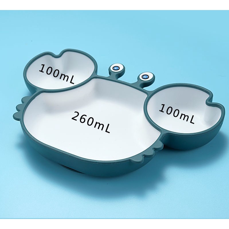 Khay ăn dặm silicon có đế hút chống đổ hình cua cho bé - Tặng khuôn tạo hình cơm