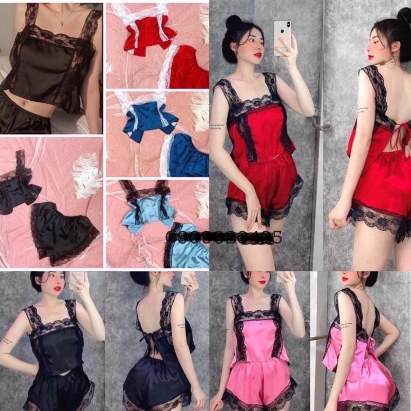 Đồ bộ ngủ 2 dây bigsize ren đen sexy quyến rũ mã 2