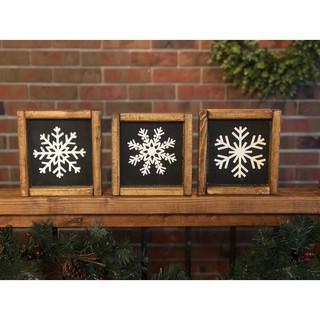 Tranh gỗ Handmade trang trí treo tường hình bông tuyết, decor Vinatge giáng sinh noel