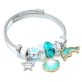 Vòng tay đính hạt chàm phối cá heo xanh dễ thương tự làm cho bạn gái