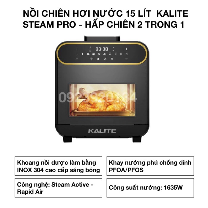 Nồi chiên hơi nước 15 lít Kalite Steam Pro - Hấp chiên 2 trong 1