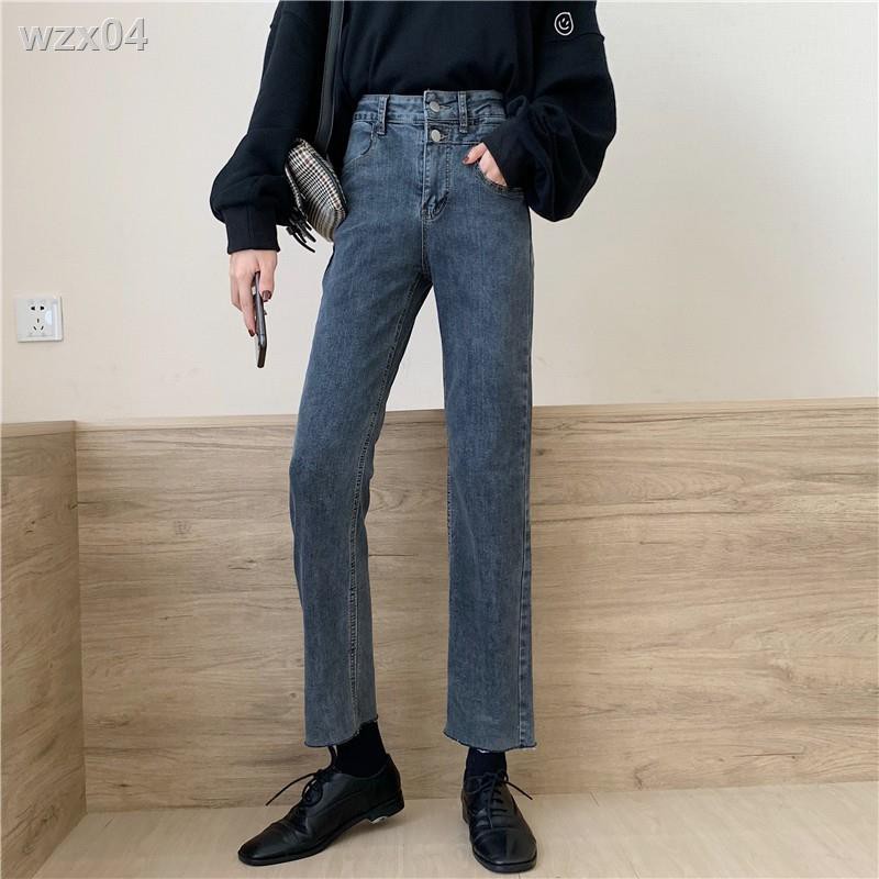 [Ảnh thật] QA40_quần jeans cạp cao ống suông đứng ulzzang Hàn quốc