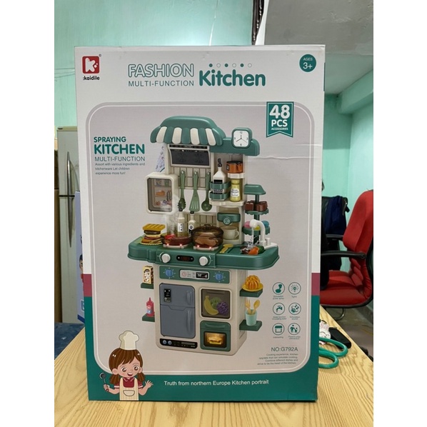 Bộ đồ chơi nhà bếp cho bé cao cấp cỡ lớn 78cm hai tầng có vòi nước, âm thanh và hiệu ứng ngọn lửa