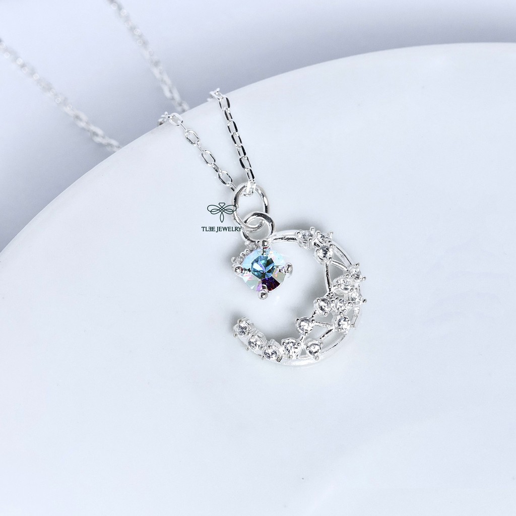 Dây chuyền bạc Tlee, Dây chuyền mặt trăng pha lê- TleeJewelry