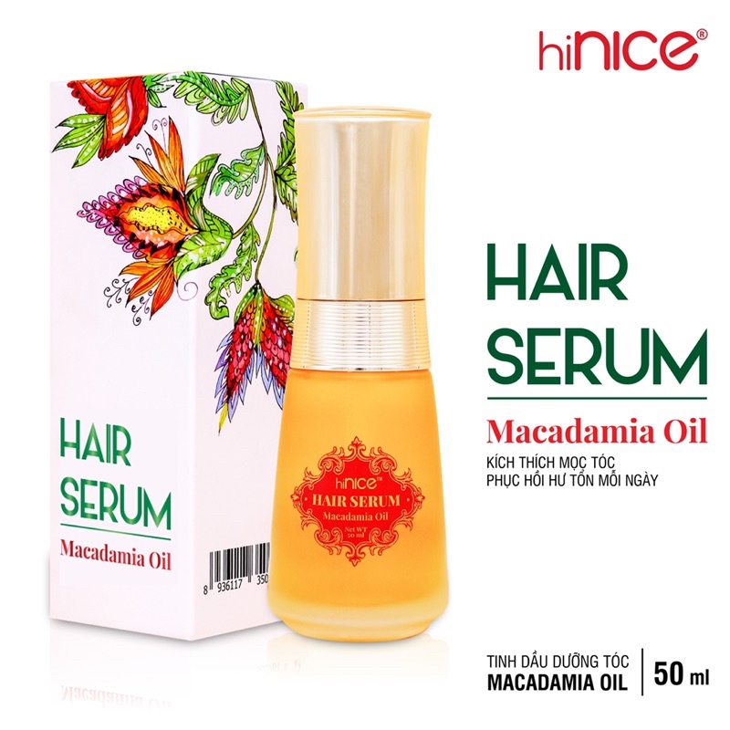 Tinh dầu hiNICE Macadamia Oil dưỡng tóc chắc khỏe vào nếp 50ml - Bảo Hành 100%