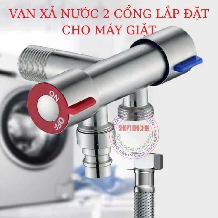 Van Nước 2 Cổng Xả, Van Nước Đa Năng 2 Cổng Xả Điều Khiển Thông Minh,Lắp Nối Đường Kính Lắp Ống Phi 21mm Inox 304.