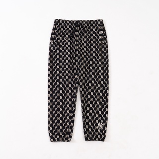 Quần nỉ dài mlb màu đen họa tiết monogram ny