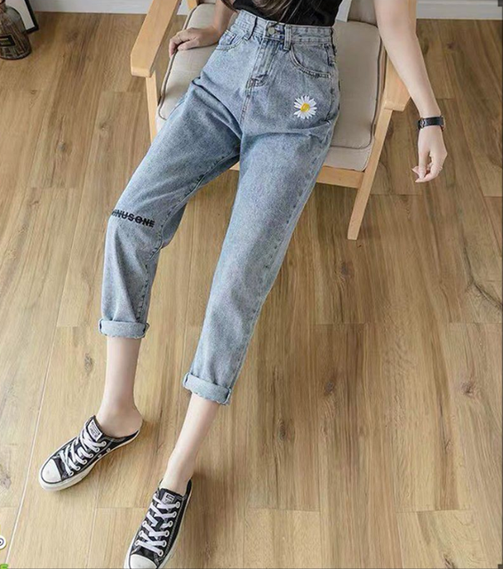 quần jeans, quần beggy thêu hoa cúc siêu hot 2020