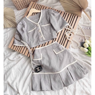 SET ÁO BỐ VIỀN + CHÂN VÁY