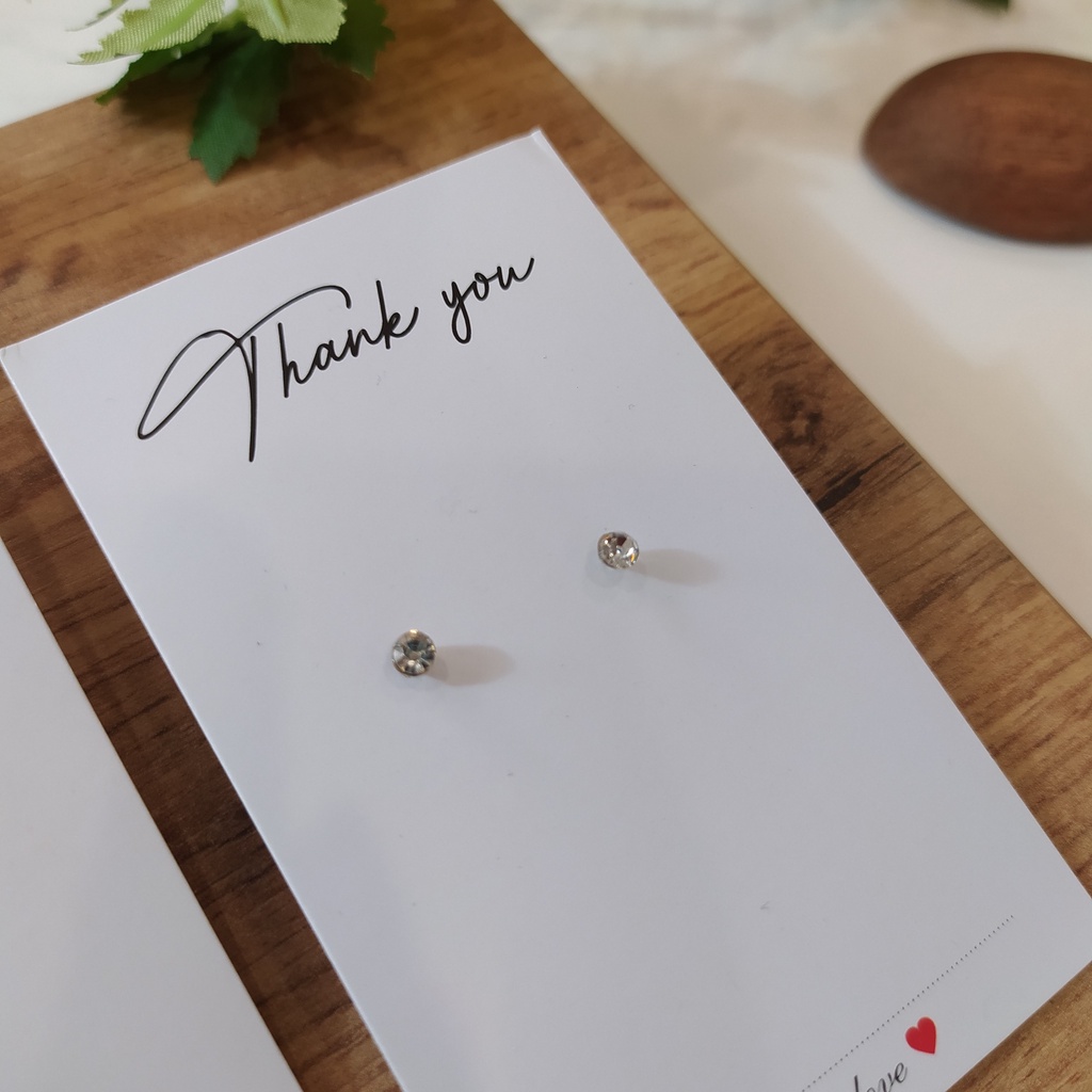 Hoa tai,bông tai kèm thẻ cảm ơn - thiệp in chữ Thank you cho shop bán hàng online