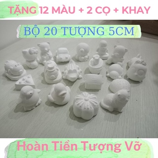Bộ 20 tượng tô 5cm tặng 12 màu + 2 cọ + khay