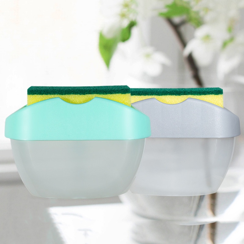 Bình Đựng Xà Phòng Rửa Chén Dạng Nhấn Tay Kèm Giá Đỡ Bọt Biển 2 Trong 1 Tiện Dụng