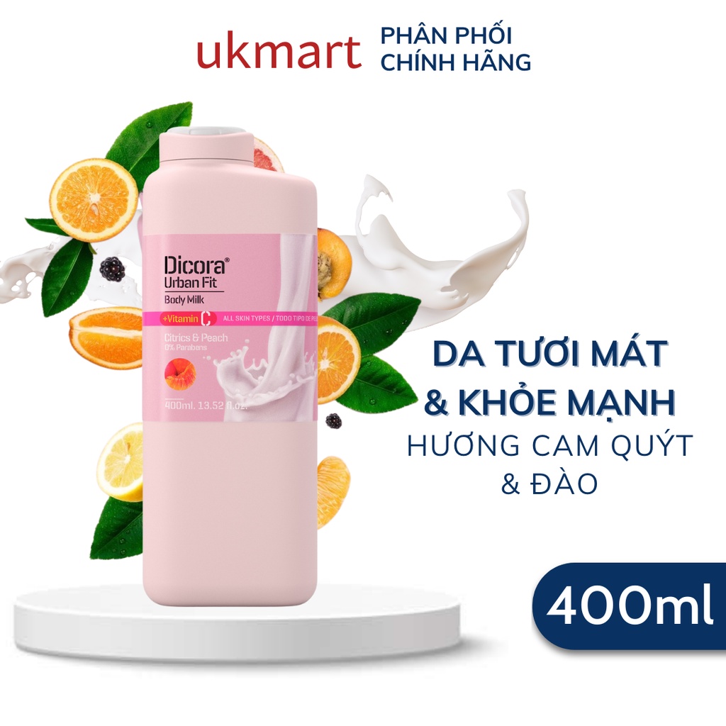 Sữa Dưỡng Thể Vitamin C Dicora Urban Fit Hương Cam Quýt Và Đào 400ml