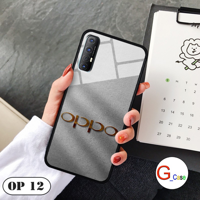 Ốp lưng Oppo Reno 3 Pro-lưng kính in logo hãng điện thoại