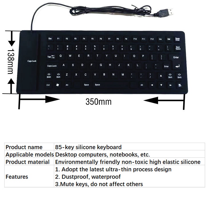 Bàn Phím Silicone 85 Nút Có Thể Gấp Gọn Chống Nước Chống Bụi Cho PC Notebook Laptop