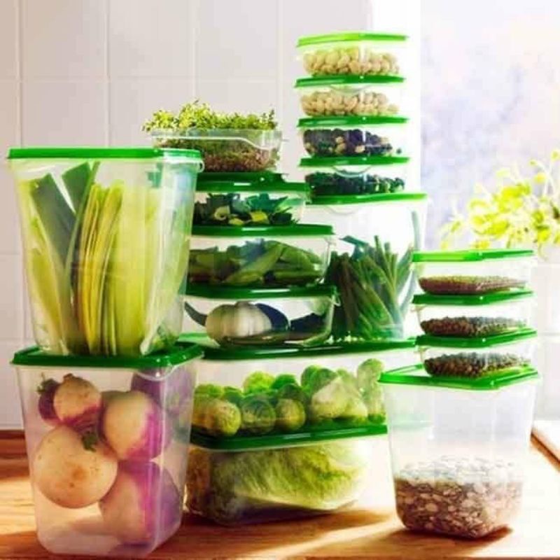 Bộ (set) hộp nhựa 17 món nắp kín an toàn để thức ăn trong tủ lạnh, bảo quản - lưu trữ thực phẩm