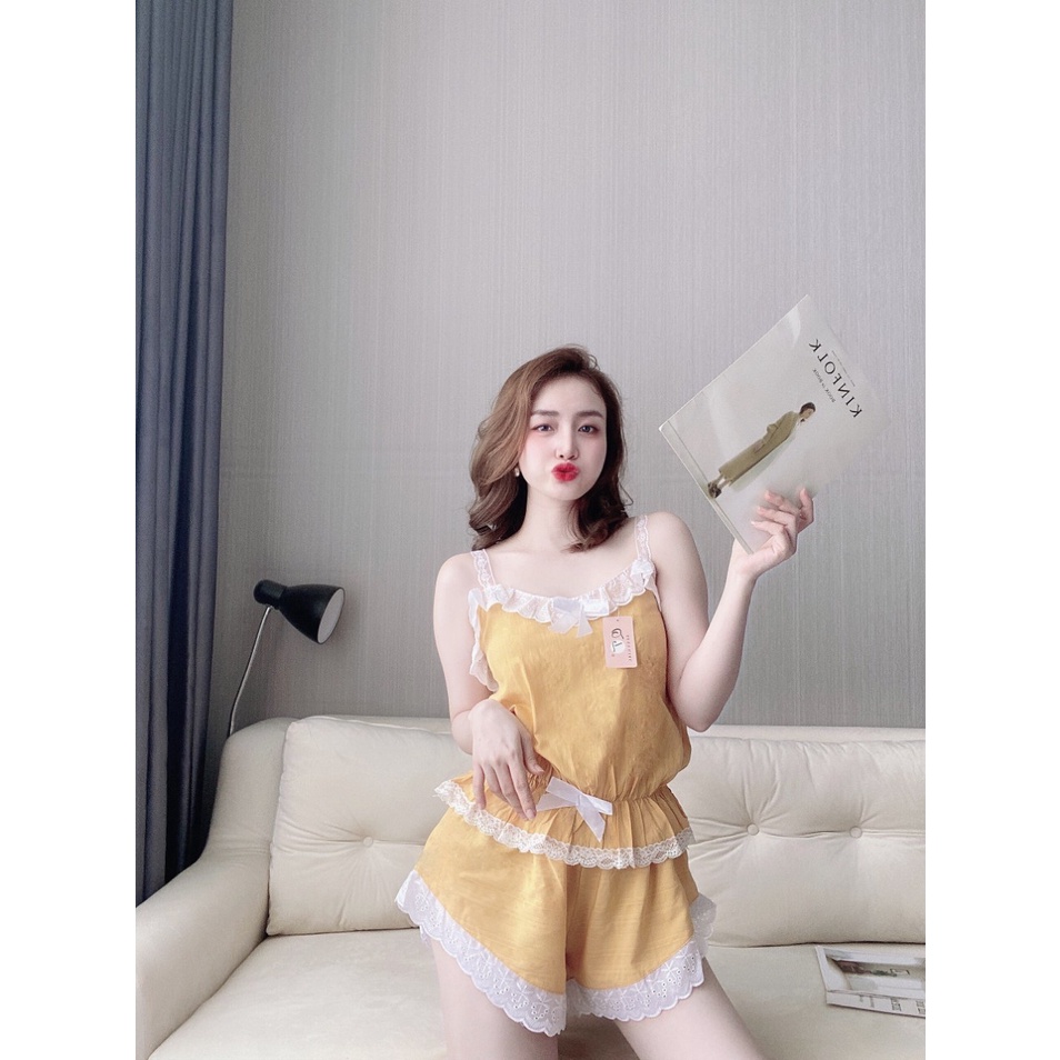 Đồ ngủ nữ 2 dây dễ thương chất lụa satin phối ren, chất vải mát, ít nhăn, lưng thun sau thoải mái, freesize dưới 52kg | BigBuy360 - bigbuy360.vn