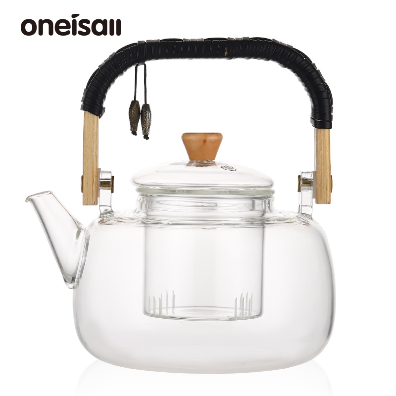 Bộ ấm trà ONEISALL bằng thủy tinh chịu nhiệt cao 1000ml có ngăn lọc trà