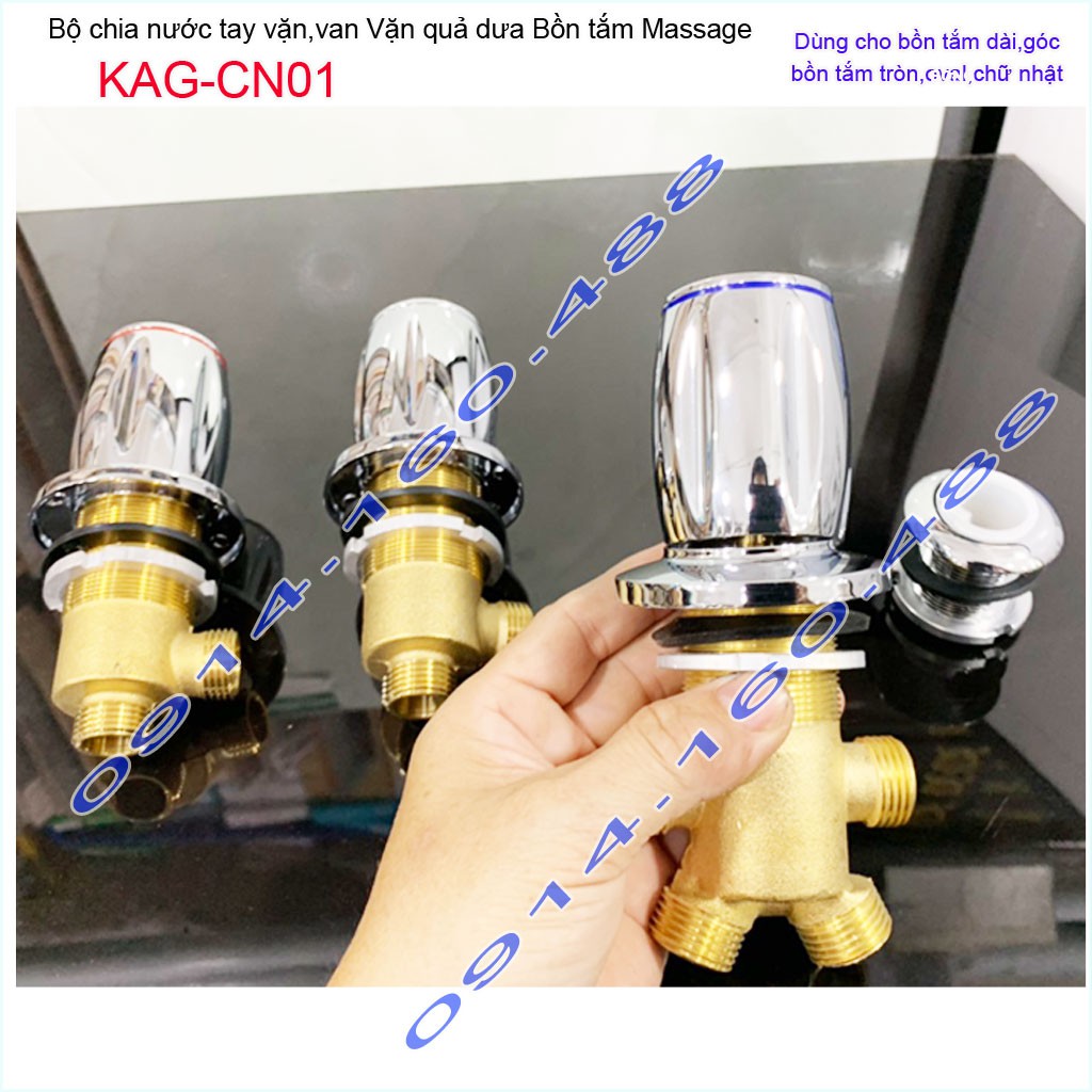 Van chia nước bồn tắm massage, bộ chia nước bồn mát xa KAG-CN01 tay vặn