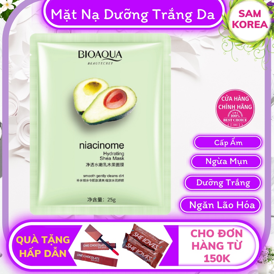 Mặt Nạ Dưỡng Da Tinh Chất Bơ BIOAQUA Dưỡng Ẩm Giúp Da Trắng Sáng Mịn Màng Ngăn Ngừa Mụn Và Lão Hóa Da Nội Địa Trung A20